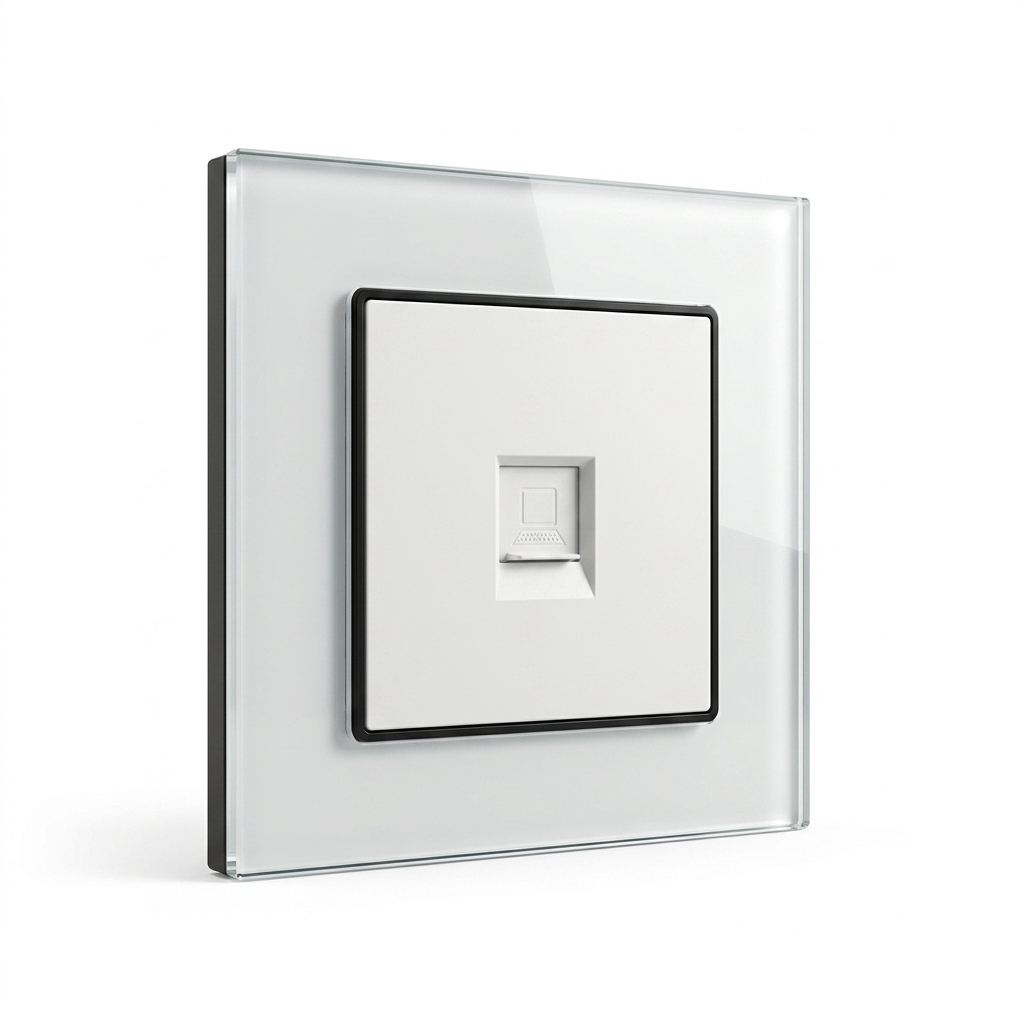 Premium Data Outlet Socket - white glass