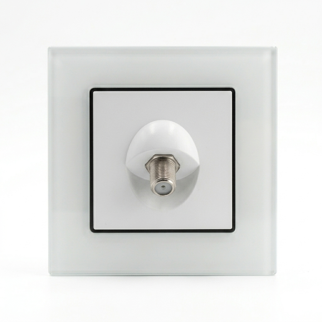 Premium Satellite TV Outlet - white glass