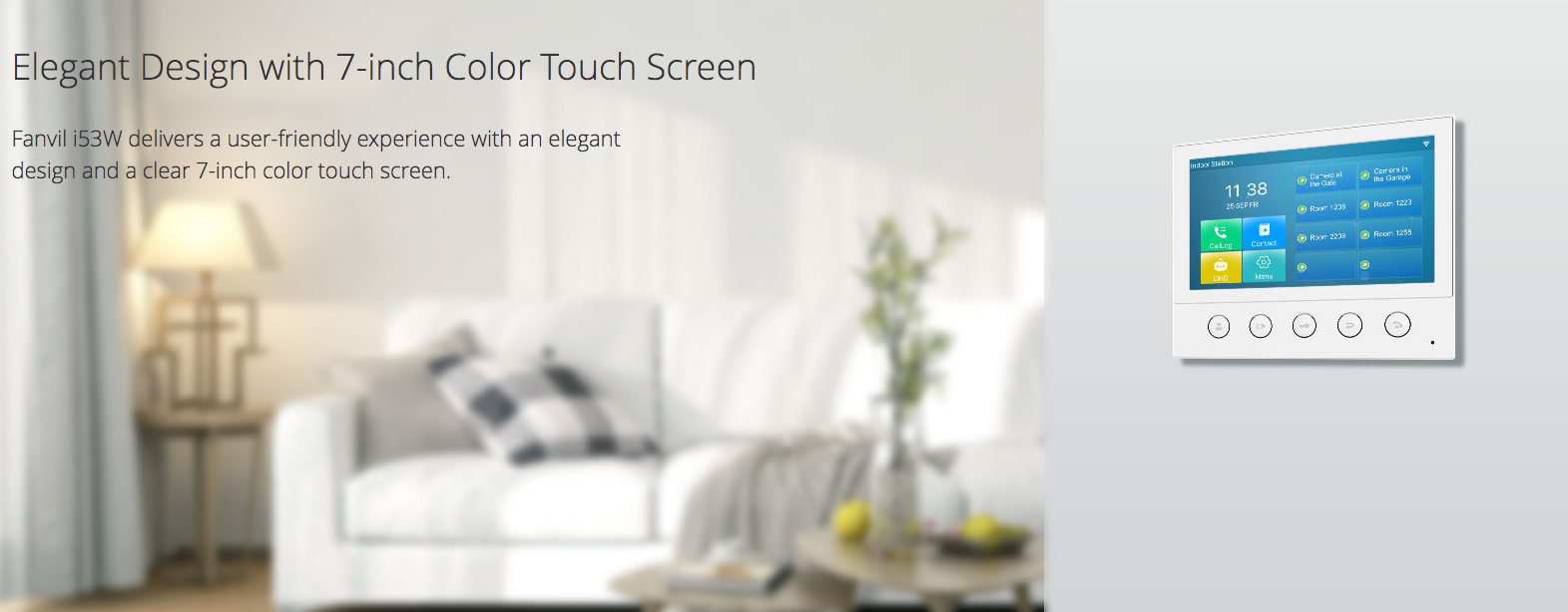 7-INCH COLOR TOUCH SCREEN SIP INDOOR MONITOR WITH 5 FUNCTION BUTTONS