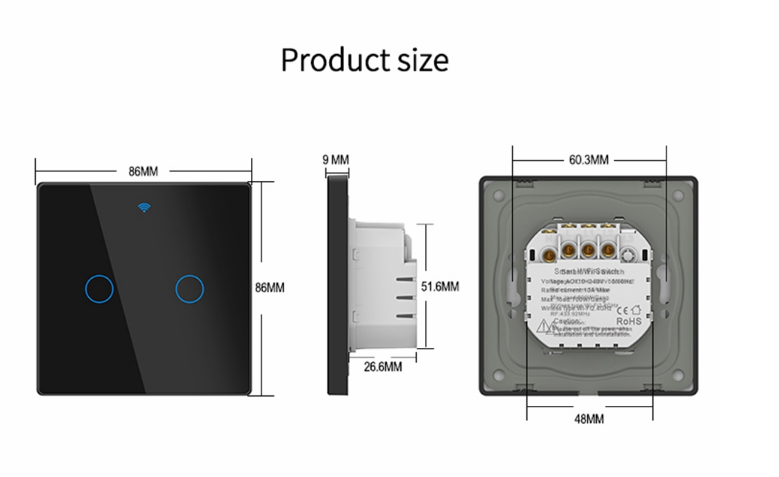 SMART GLASS WIFI TOUCH SWITCH - 3 GANG
