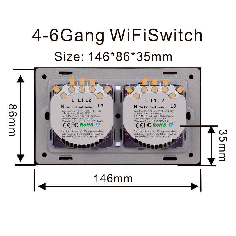 SMART GLASS WIFI TOUCH SWITCH - 4 GANG