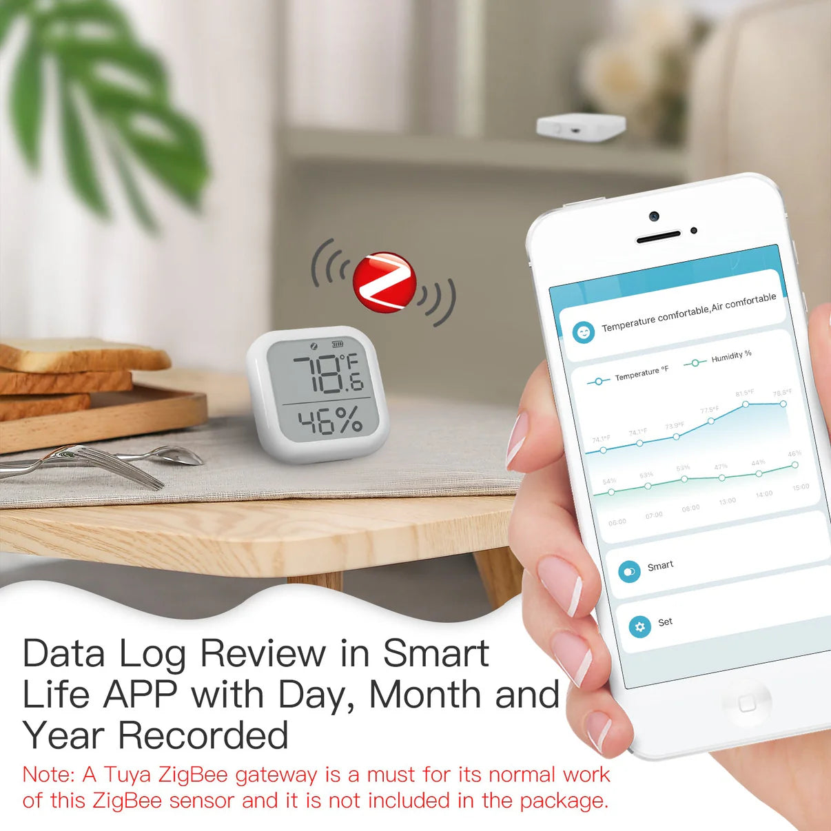 مستشعر درجة الحرارة والرطوبة الذكي بتقنية Zigbee