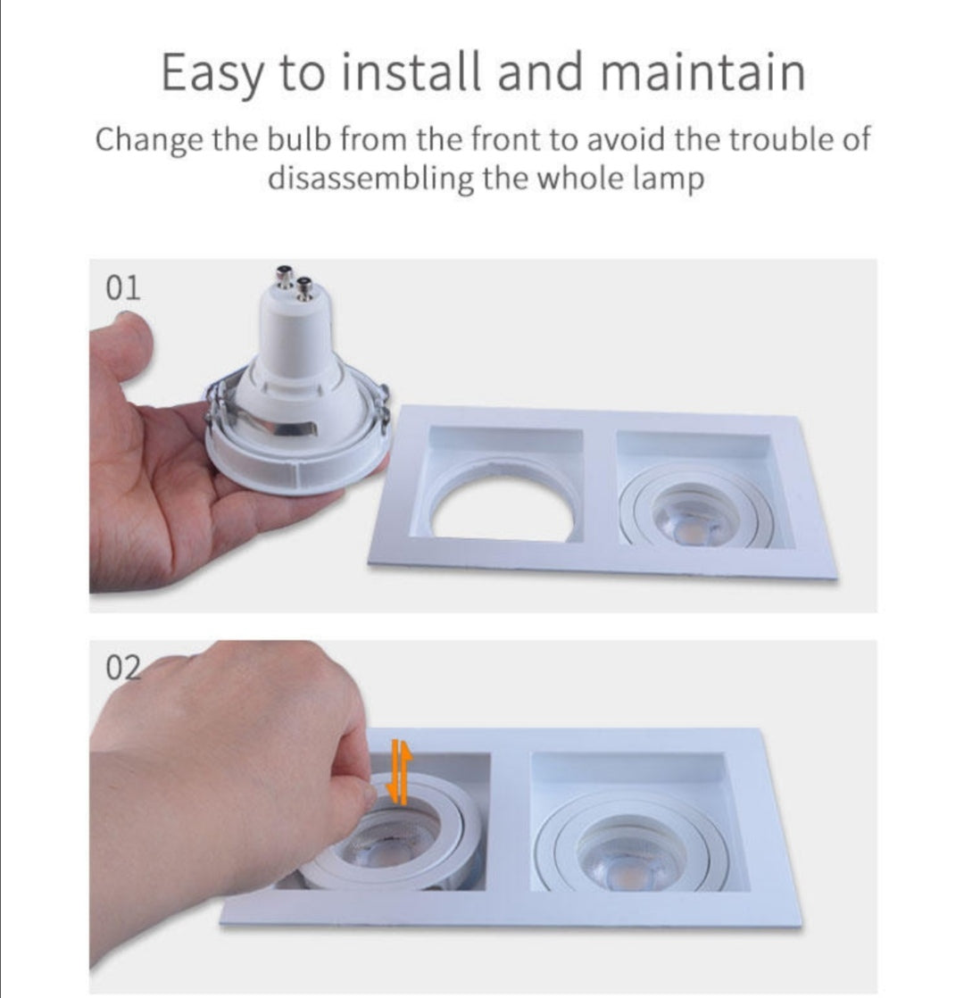 DOUBLE DOWNLIGHT ANTIGLARE FIXTURE - SQUARE
