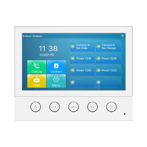 7-INCH COLOR TOUCH SCREEN SIP INDOOR MONITOR WITH 5 FUNCTION BUTTONS