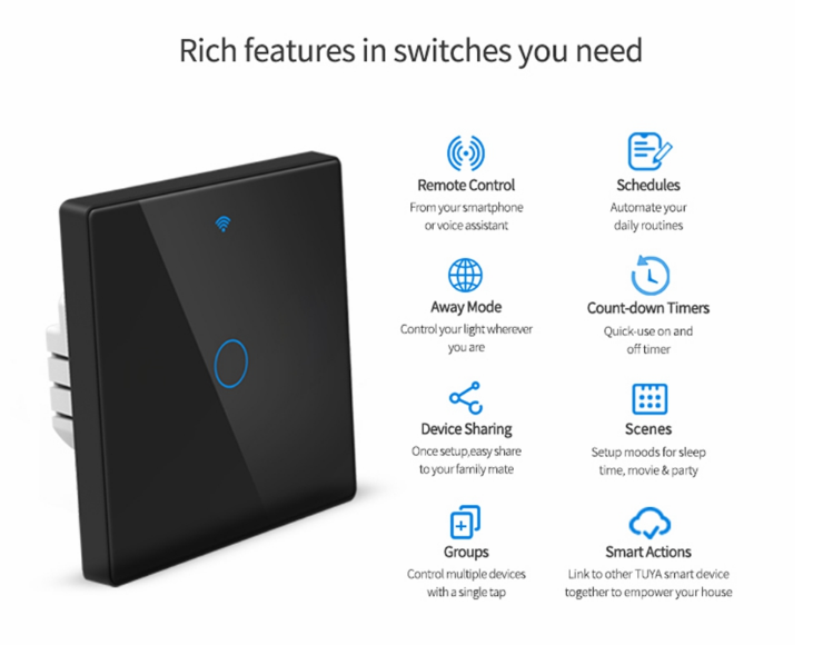 SMART GLASS WIFI TOUCH SWITCH - 3 GANG