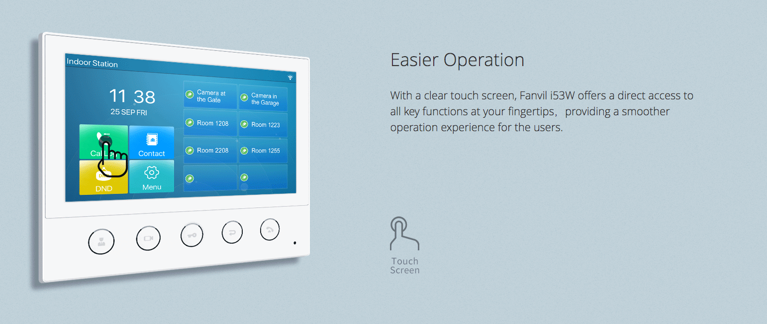 7-INCH COLOR TOUCH SCREEN SIP INDOOR MONITOR WITH 5 FUNCTION BUTTONS