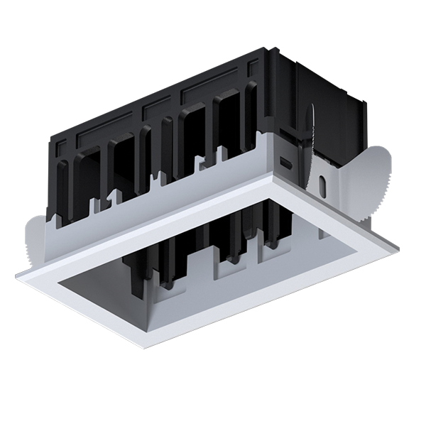 Ceiling light fixture with black and white design on a white background