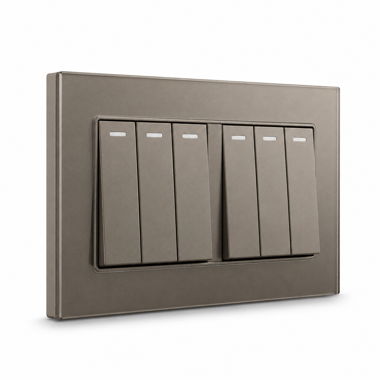 Premium 6 Gang Switch - Grey Glass