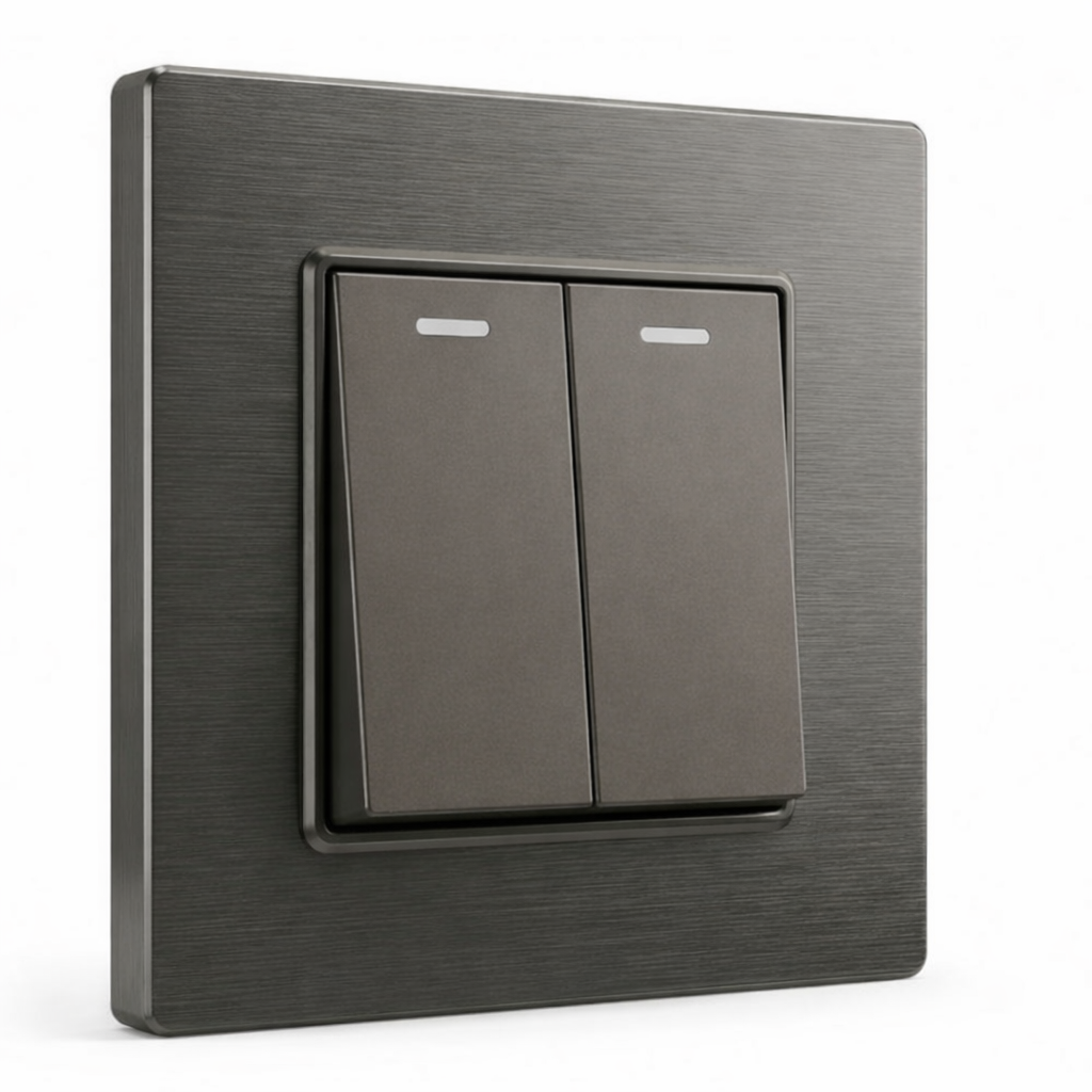 Premium 2 Gang Switch - Grey Steel