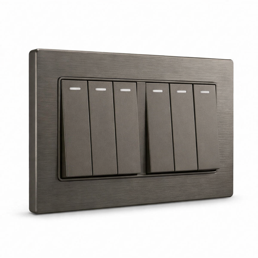 Premium 6 Gang Switch - Grey Steel