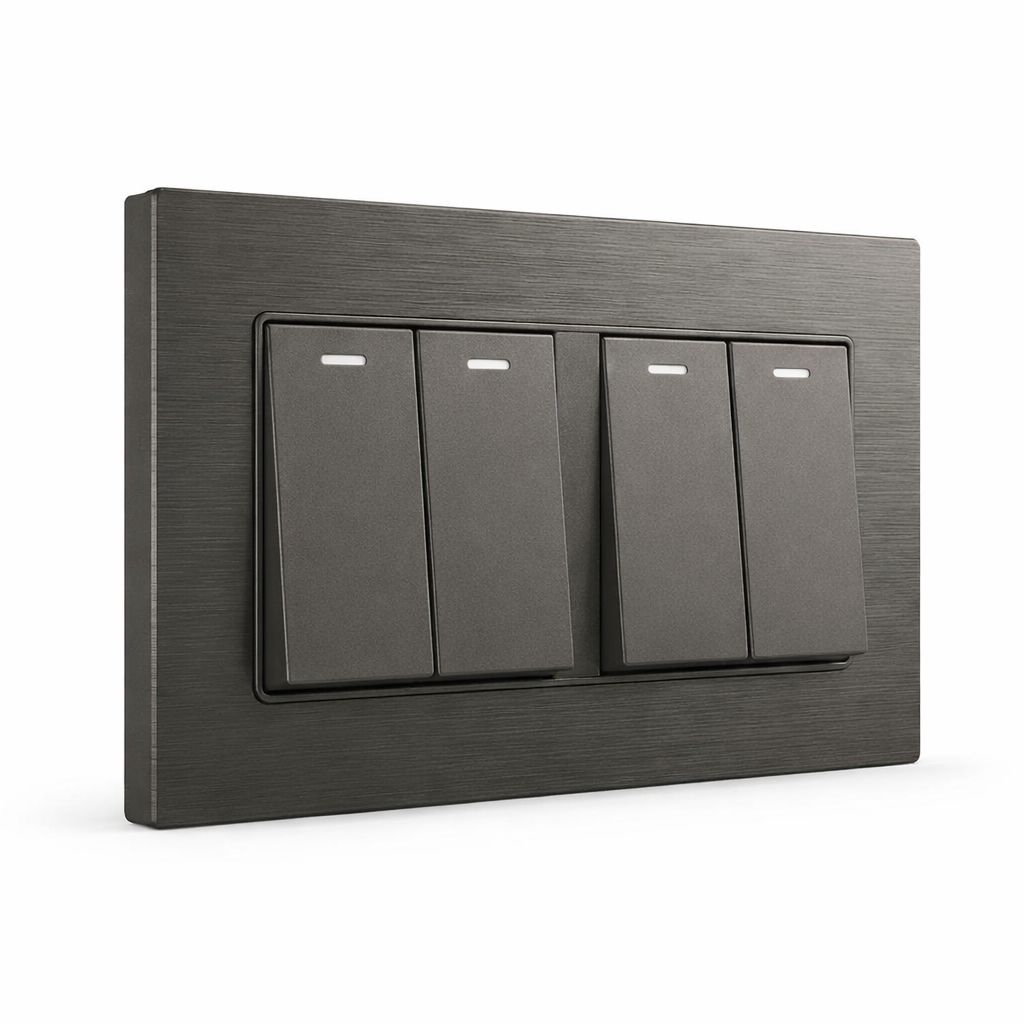 Premium 4 Gang Switch - Grey Steel