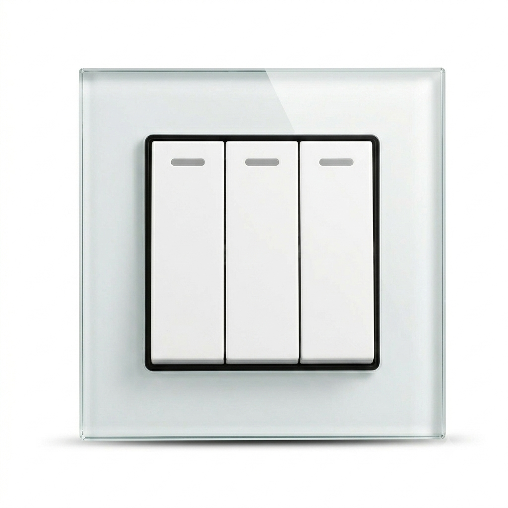 Premium 3 Gang Switch - white glass