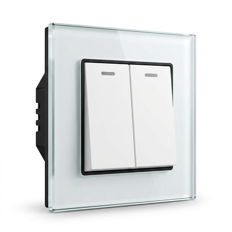 Premium 2 Gang Switch - white glass