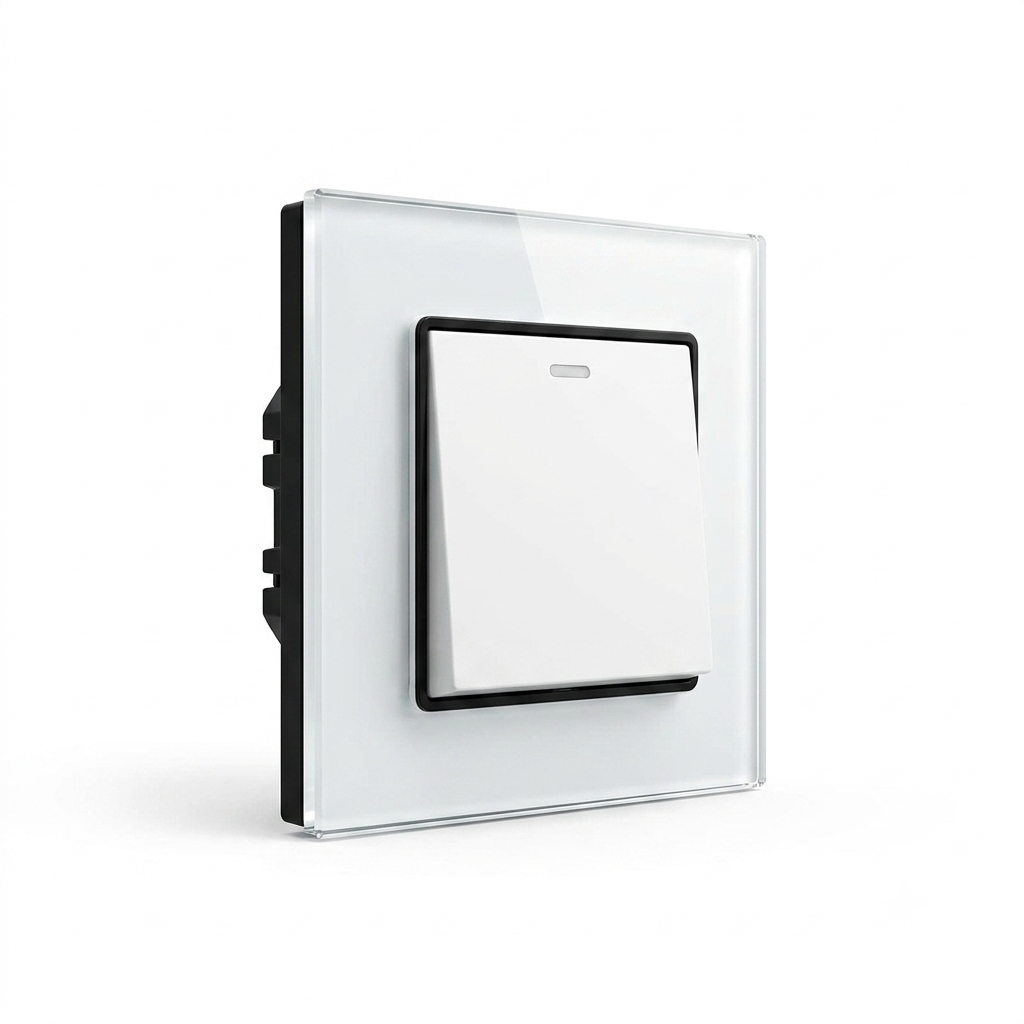 Premium 1 Gang Switch - white glass