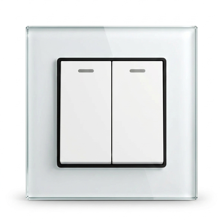 Premium 2 Gang Switch - white glass