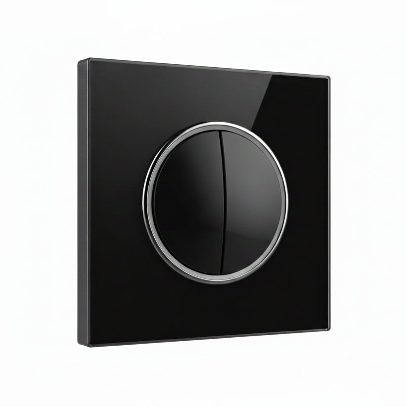 Modern Round 2 Gang Switch - Black Glass | ISH Kuwait