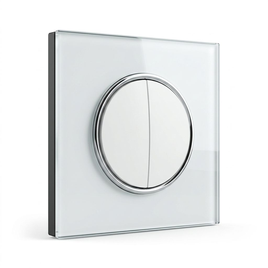 Modern Round 2 Gang Switch - White Glass | ISH Kuwait