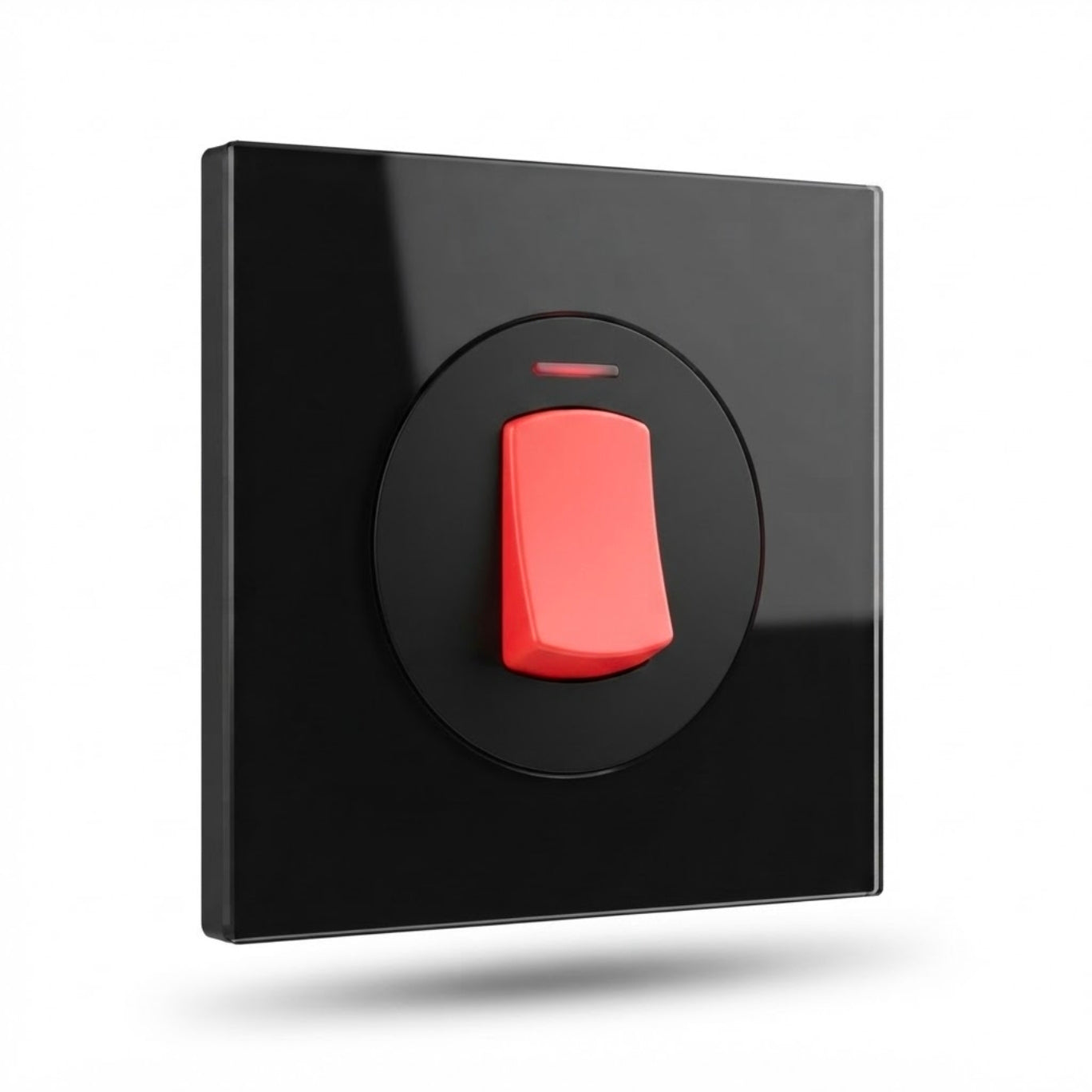 Modern Round Double Pole Switch - Black Glass | ISH Kuwait