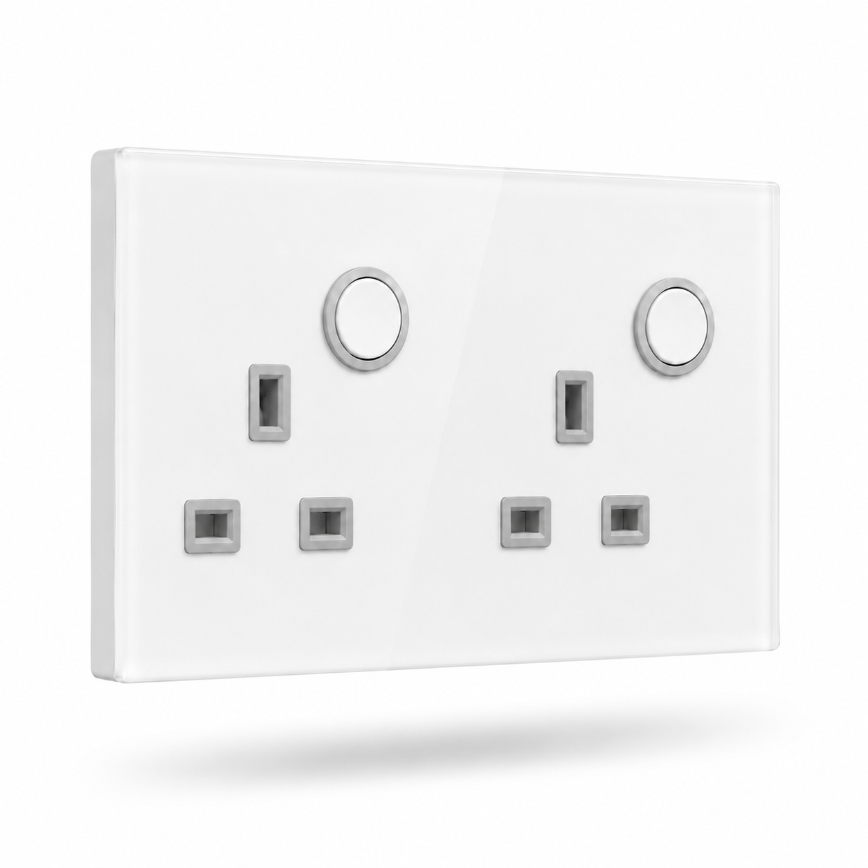 Modern Round Double Socket - White Glass | ISH Kuwait