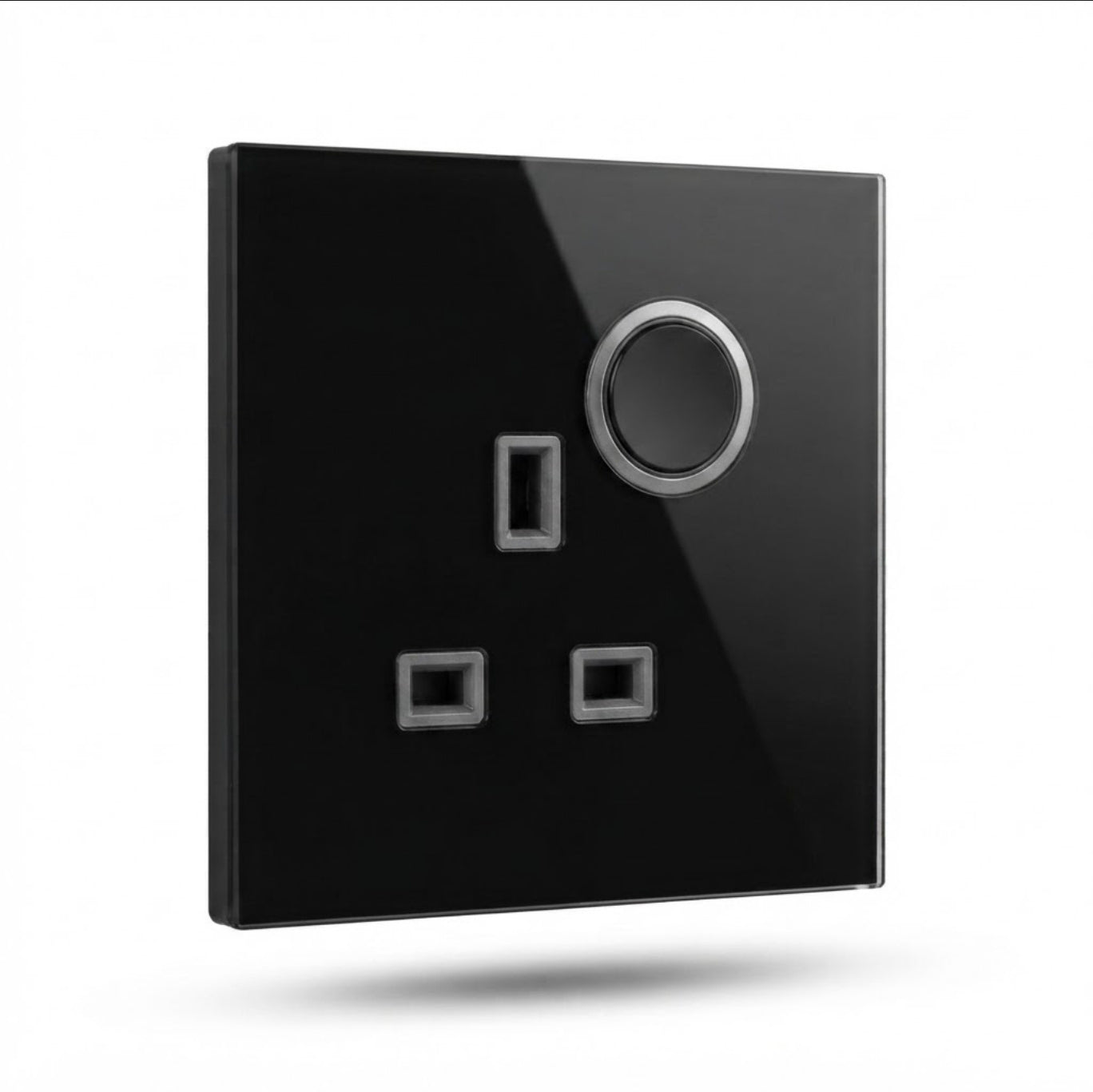 Modern Round Single Socket - Black Glass | ISH Kuwait