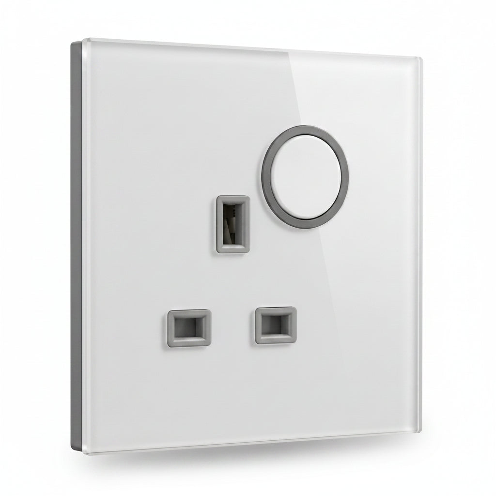 Modern Round Single Socket - White Glass | ISH Kuwait