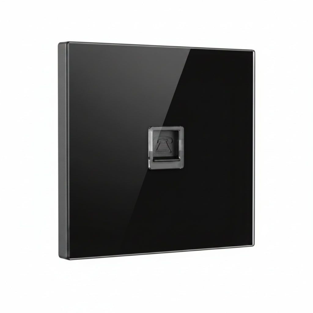 Modern Round Telephone Outlet - Black Glass | ISH Kuwait