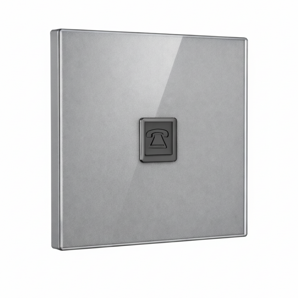Modern Round Telephone Outlet - Grey Glass | ISH Kuwait