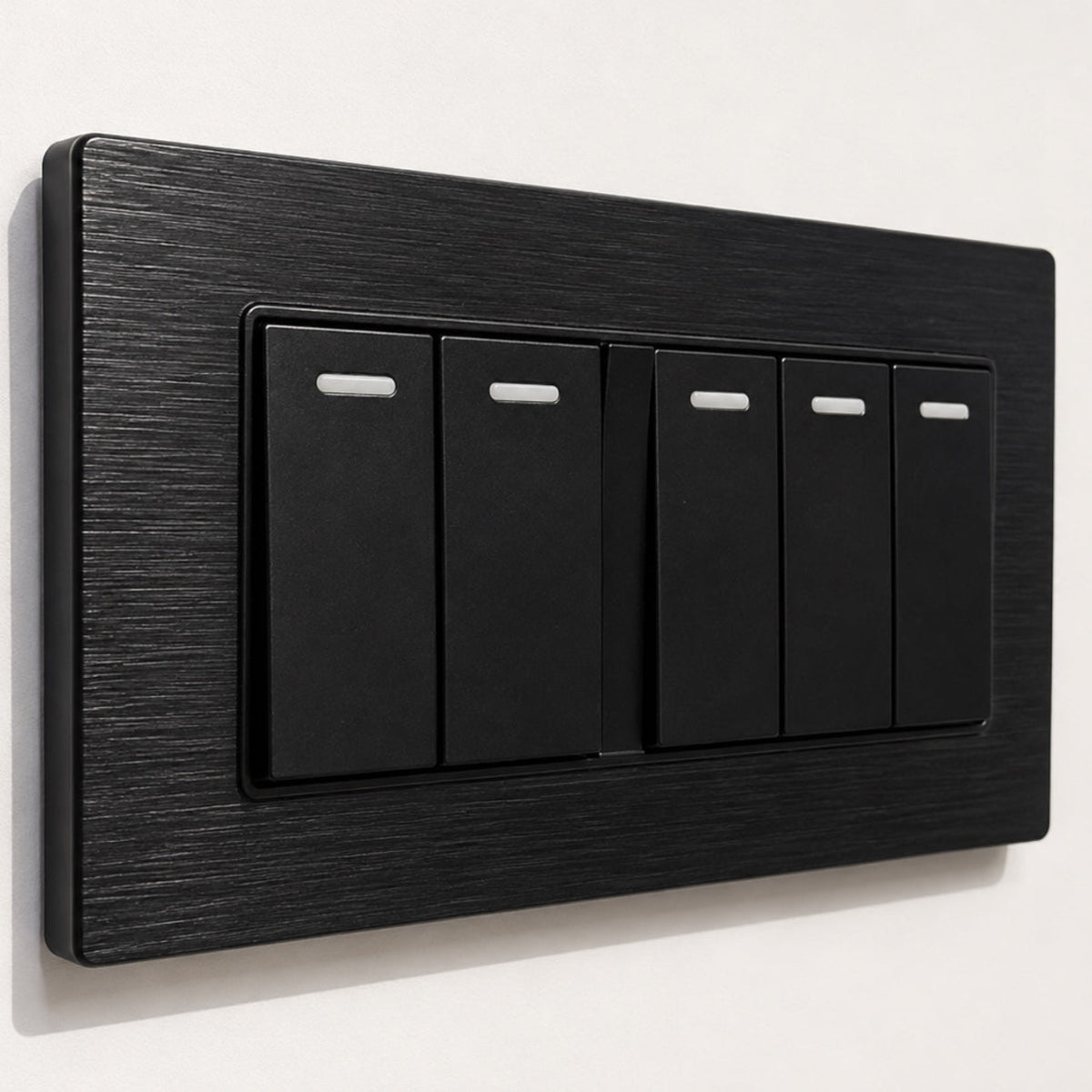 Premium 5 Gang Switch - Black Aluminium | ISH Kuwait