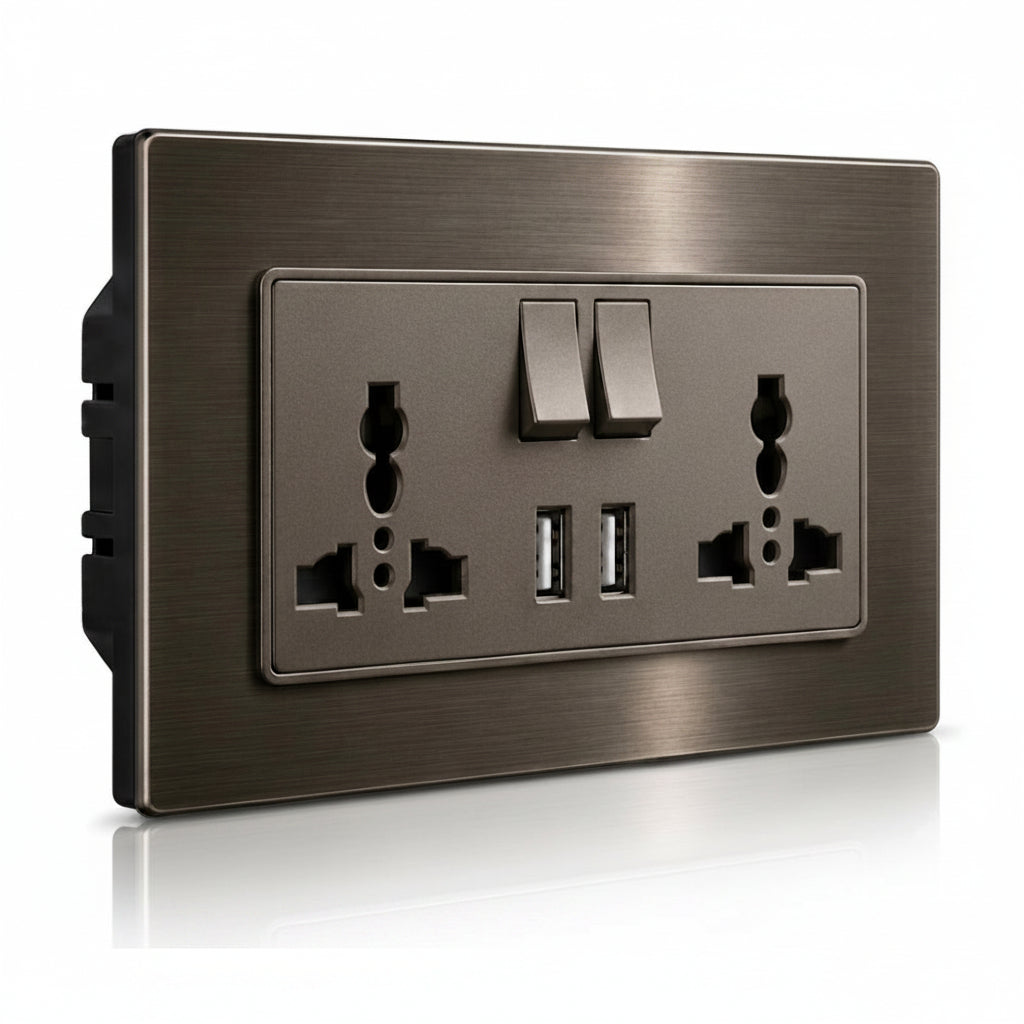 Premium Universal Double Socket - Stainless Steel | ISH Kuwait