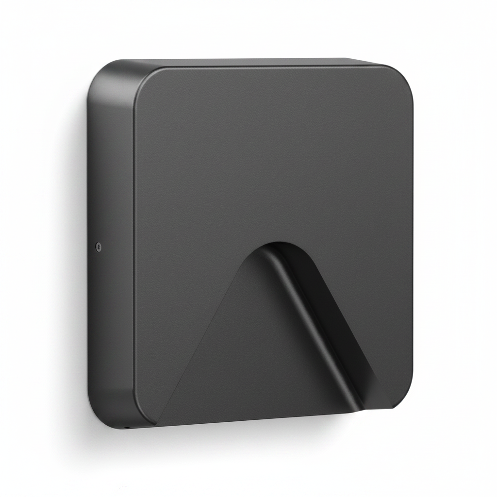 Black wall hook on a white background