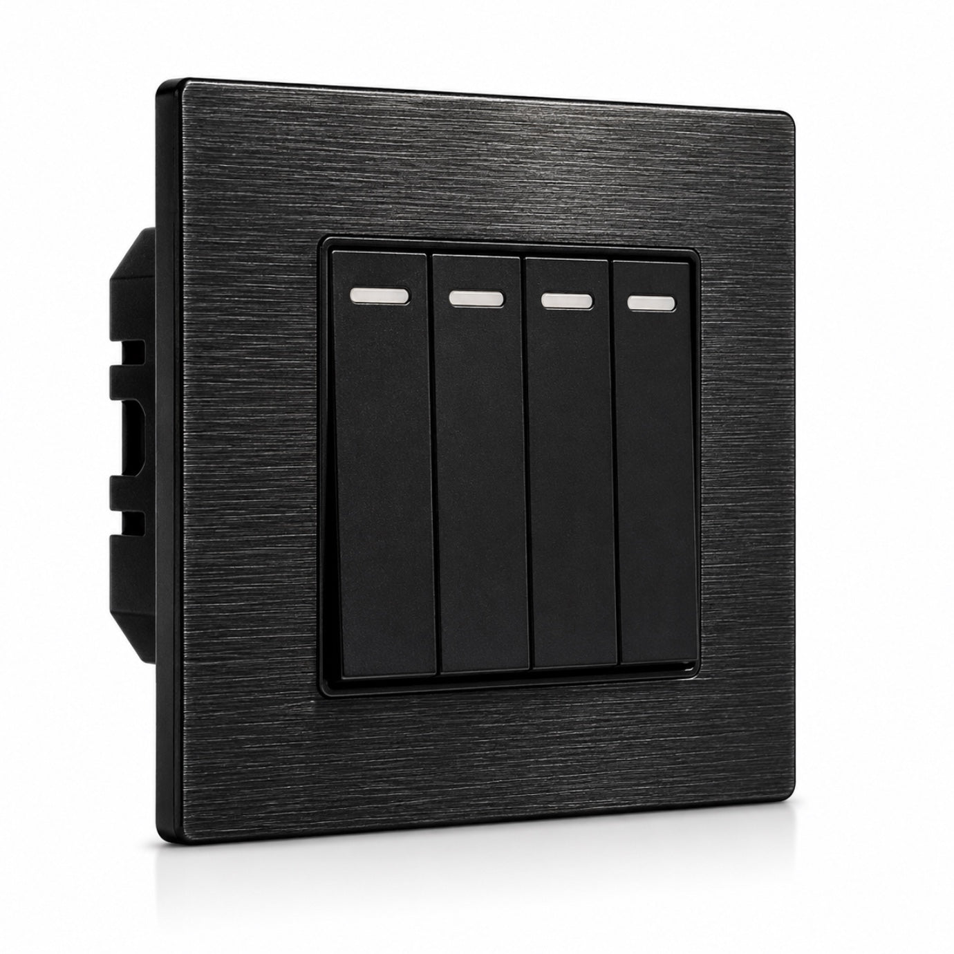 Premium Single 4 Gang Switch - Black Aluminum