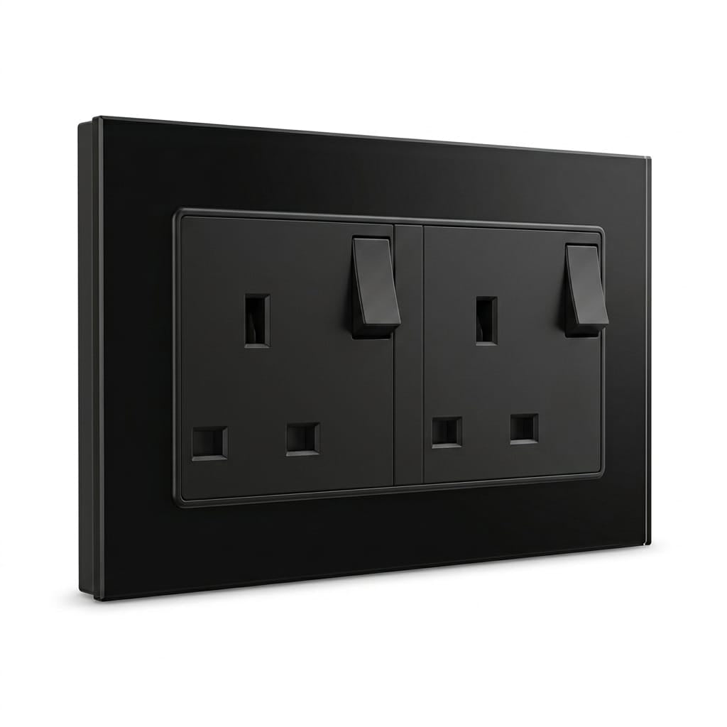 Premium Double Socket - Black Glass