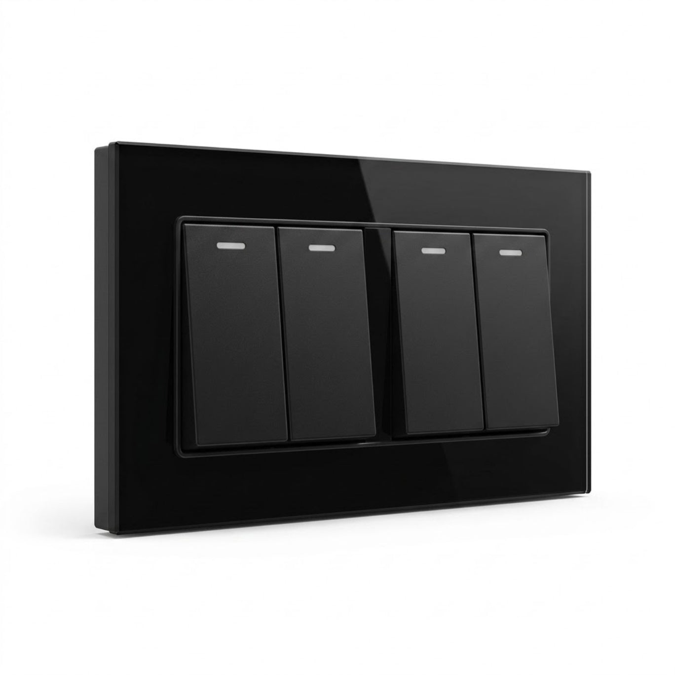 Premium 4 Gang Switch - Black Glass