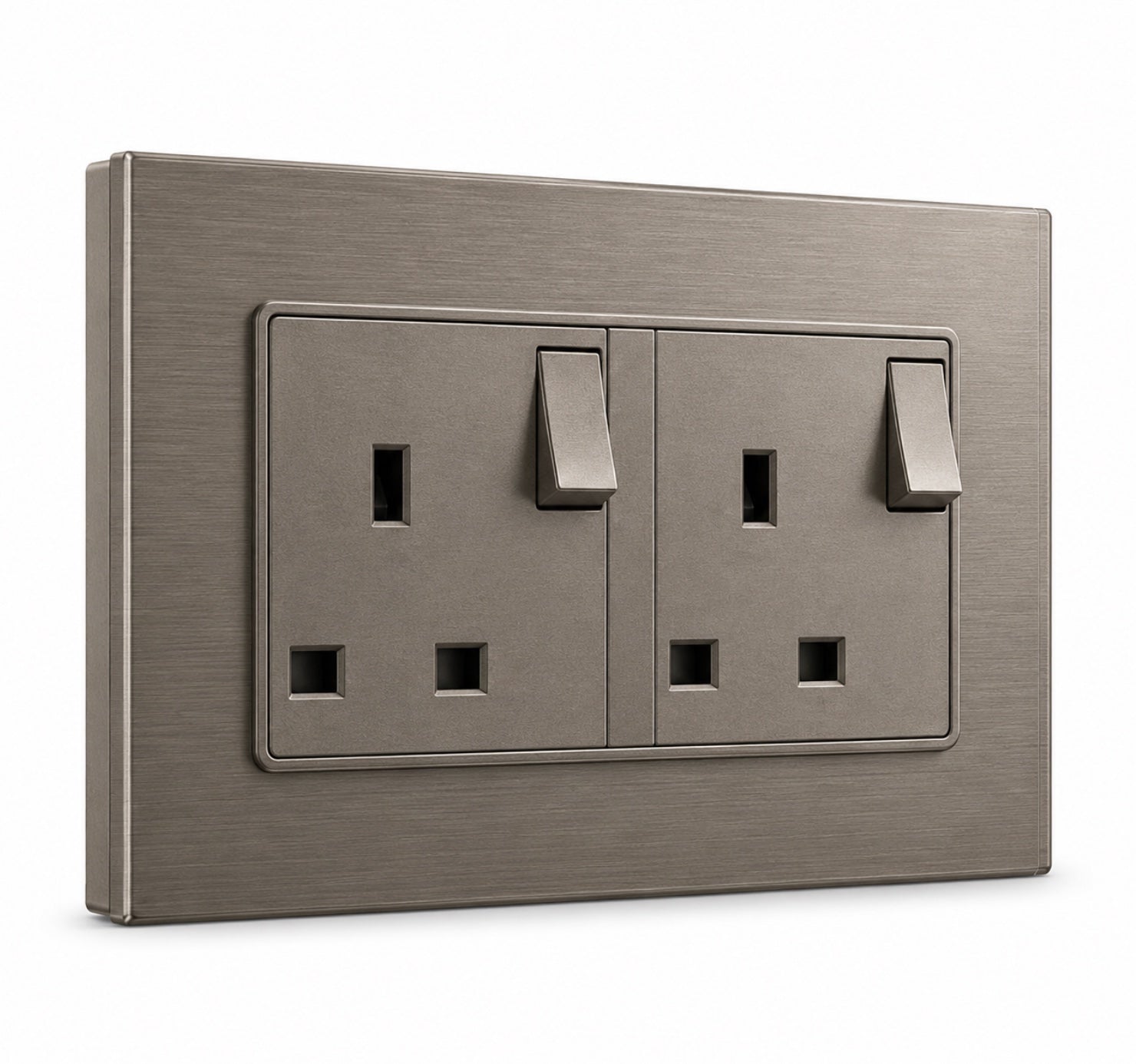 Premium UK Double Socket - Titanium Aluminium