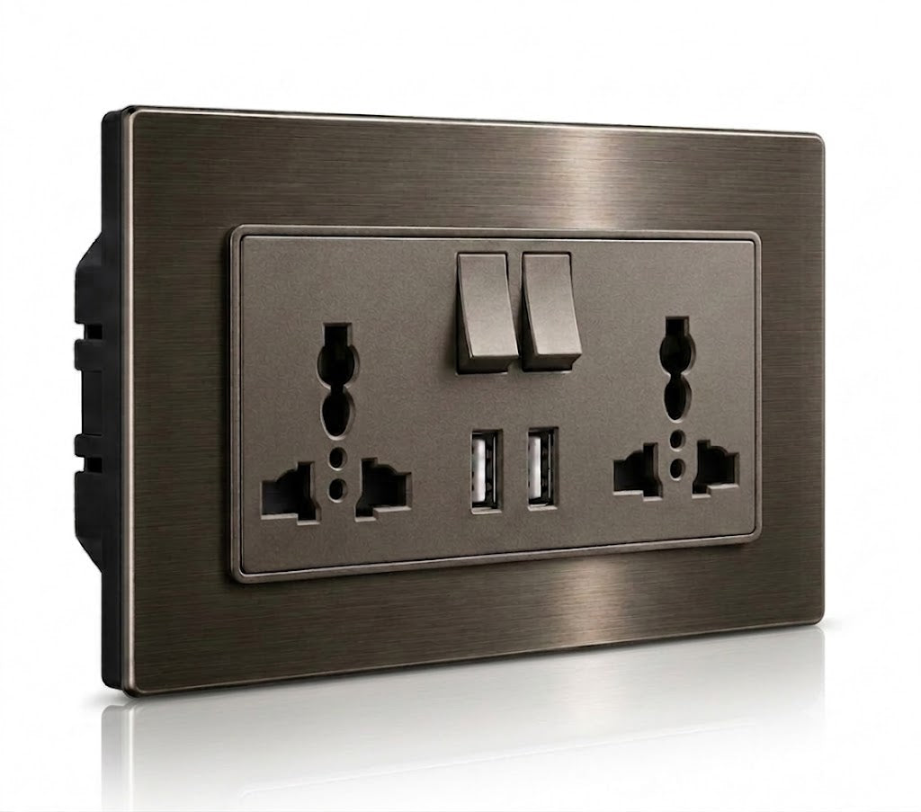 Premium Universal Double Socket - Stainless Steel