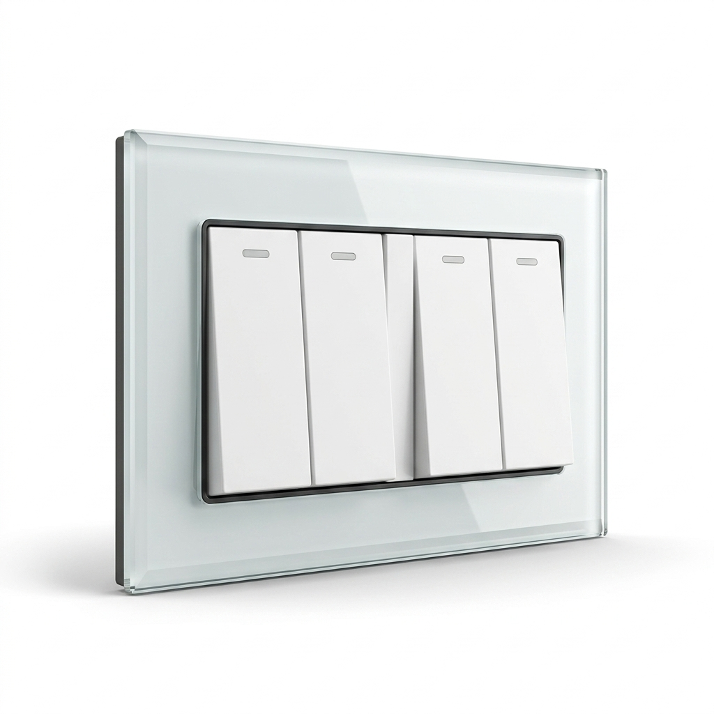 Premium 4 Gang Switch - White glass