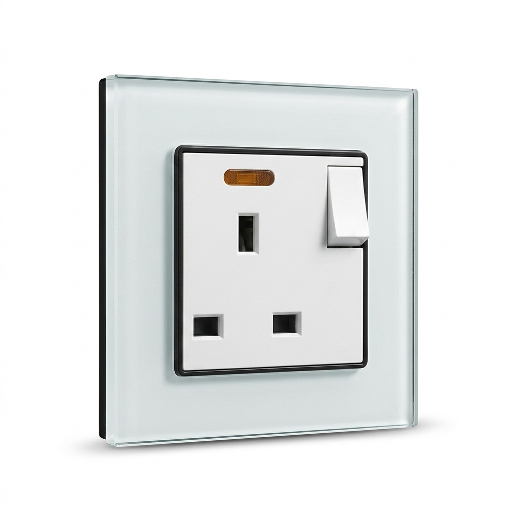 Premium UK Socket - white glass