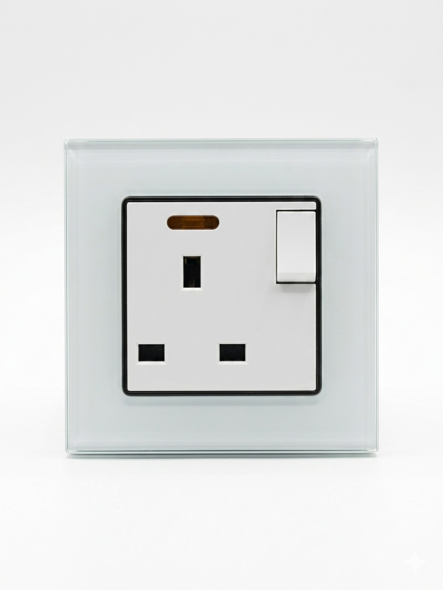Premium UK Socket - white glass