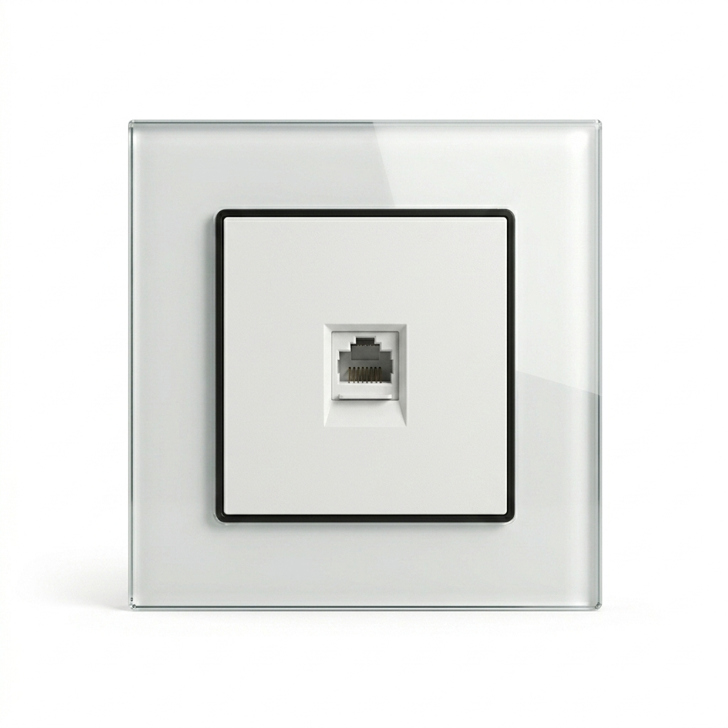 Premium Data Outlet Socket - white glass
