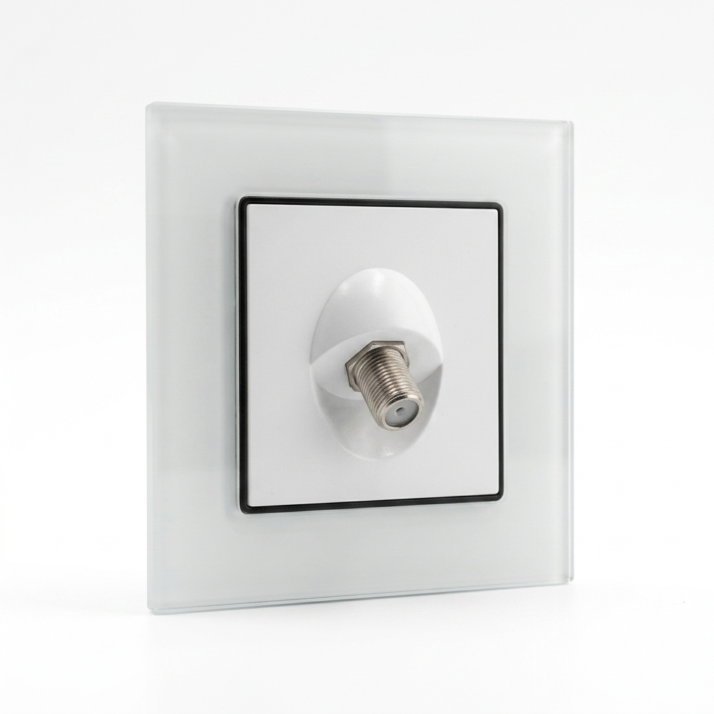 Premium Satellite TV Outlet - white glass