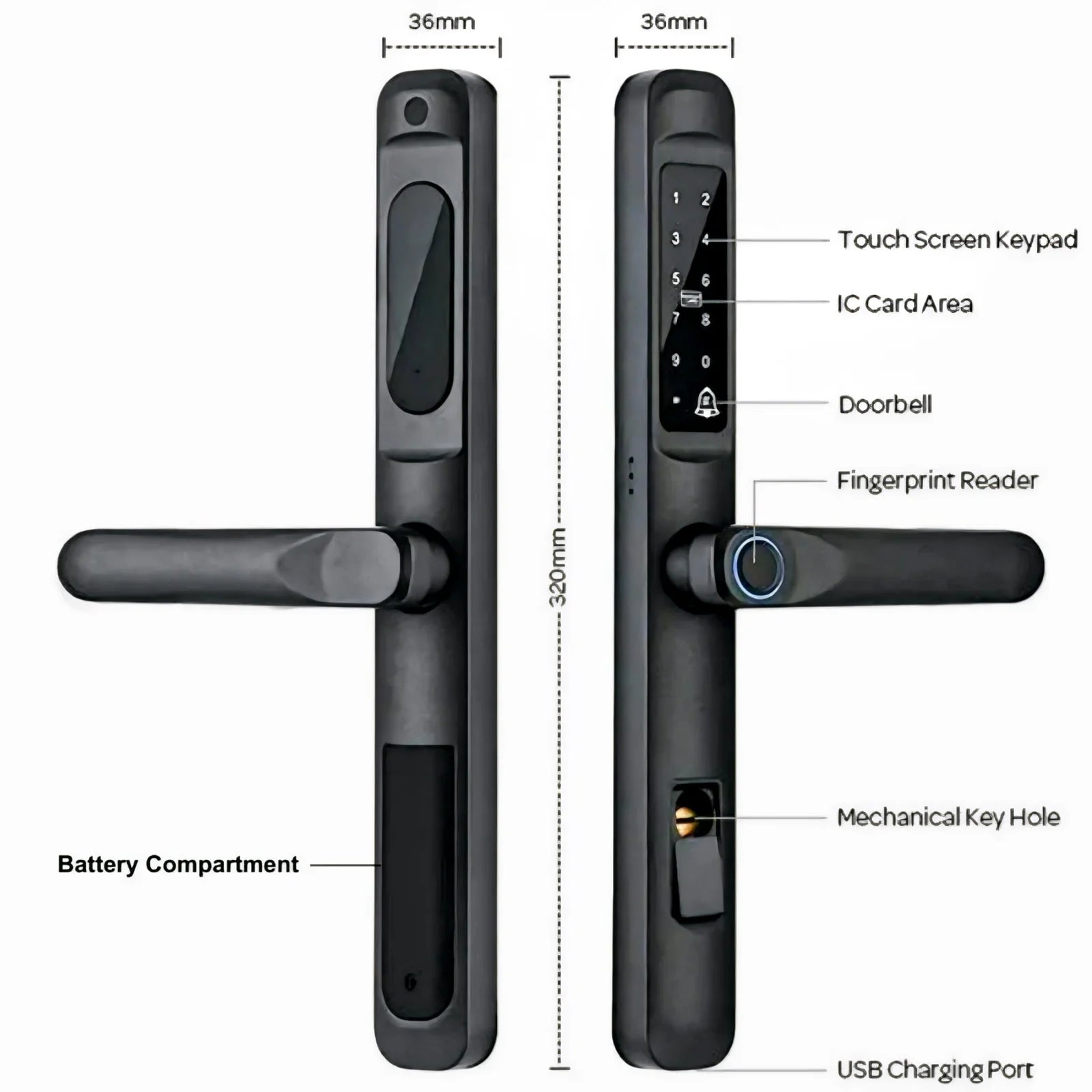 ALUMINUM SLIM SMART DOOR LOCK