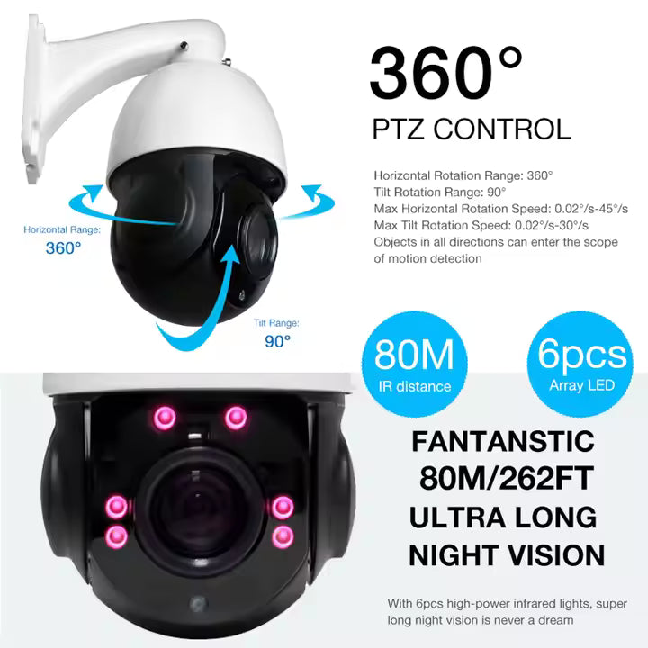 Outdoor 4K 30X Zoom Speed Dome Security Camera