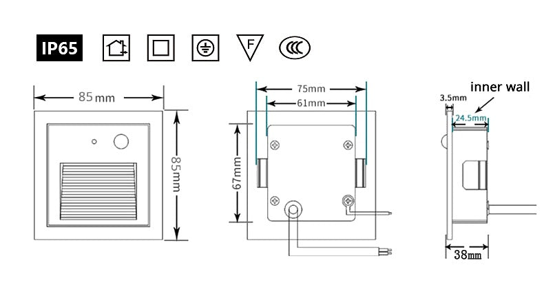 MOTION SENSOR STEPS LIGHT WALL RECESSED 3W