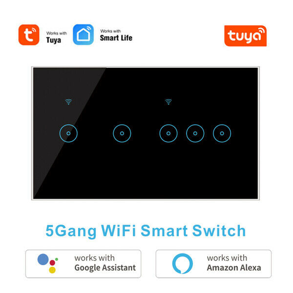 SMART GLASS WIFI TOUCH SWITCH - 5 GANG
