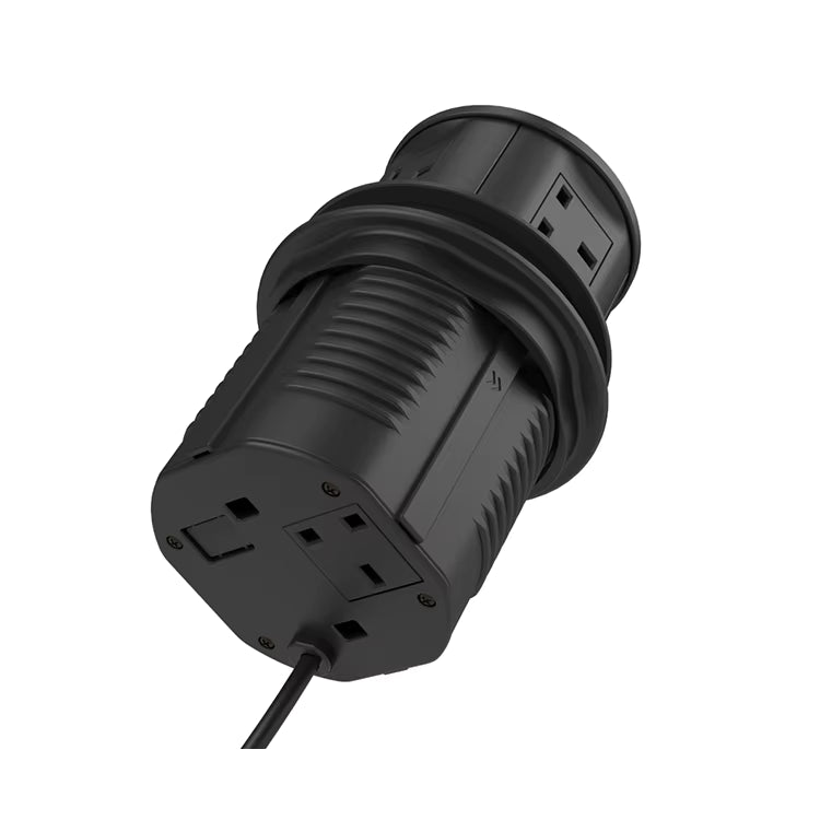 مقبس عالمي منبثق شحن لاسلكي + USB وتيار متردد + 2 CAT6