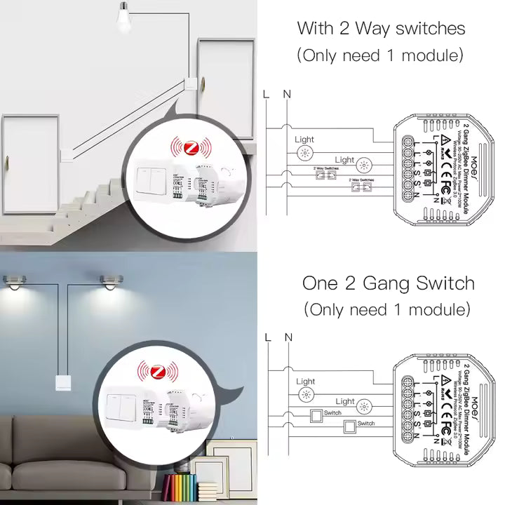 ZIGBEE 2 GANG HIDDEN MODULE