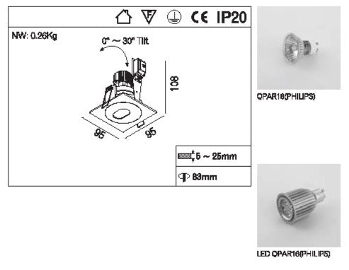 SQUARE WALL WASHER - ADJUSTABLE