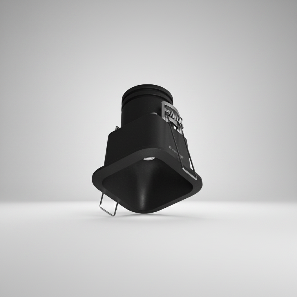 Black spotlight on a gray background
