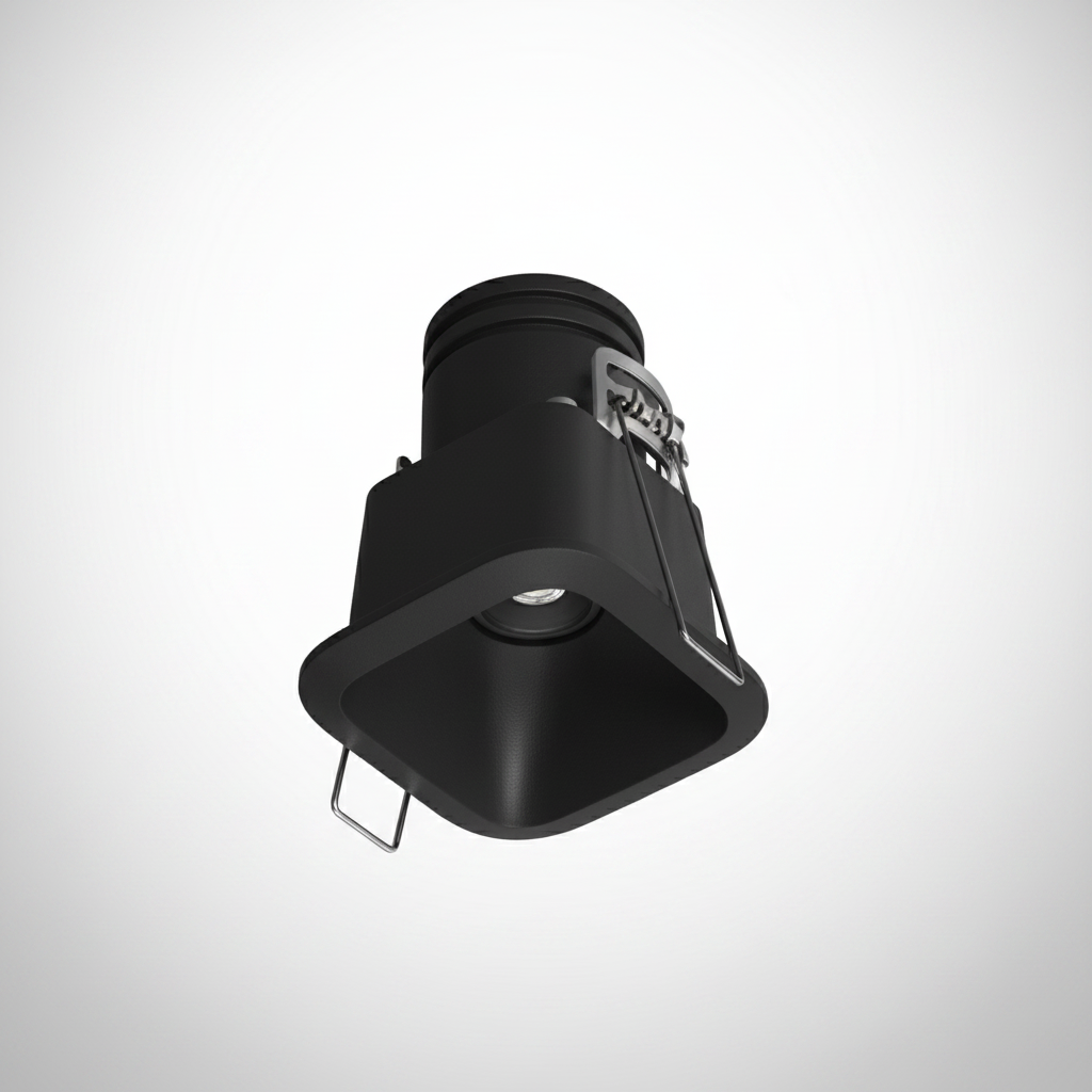 Black spotlight on a white background