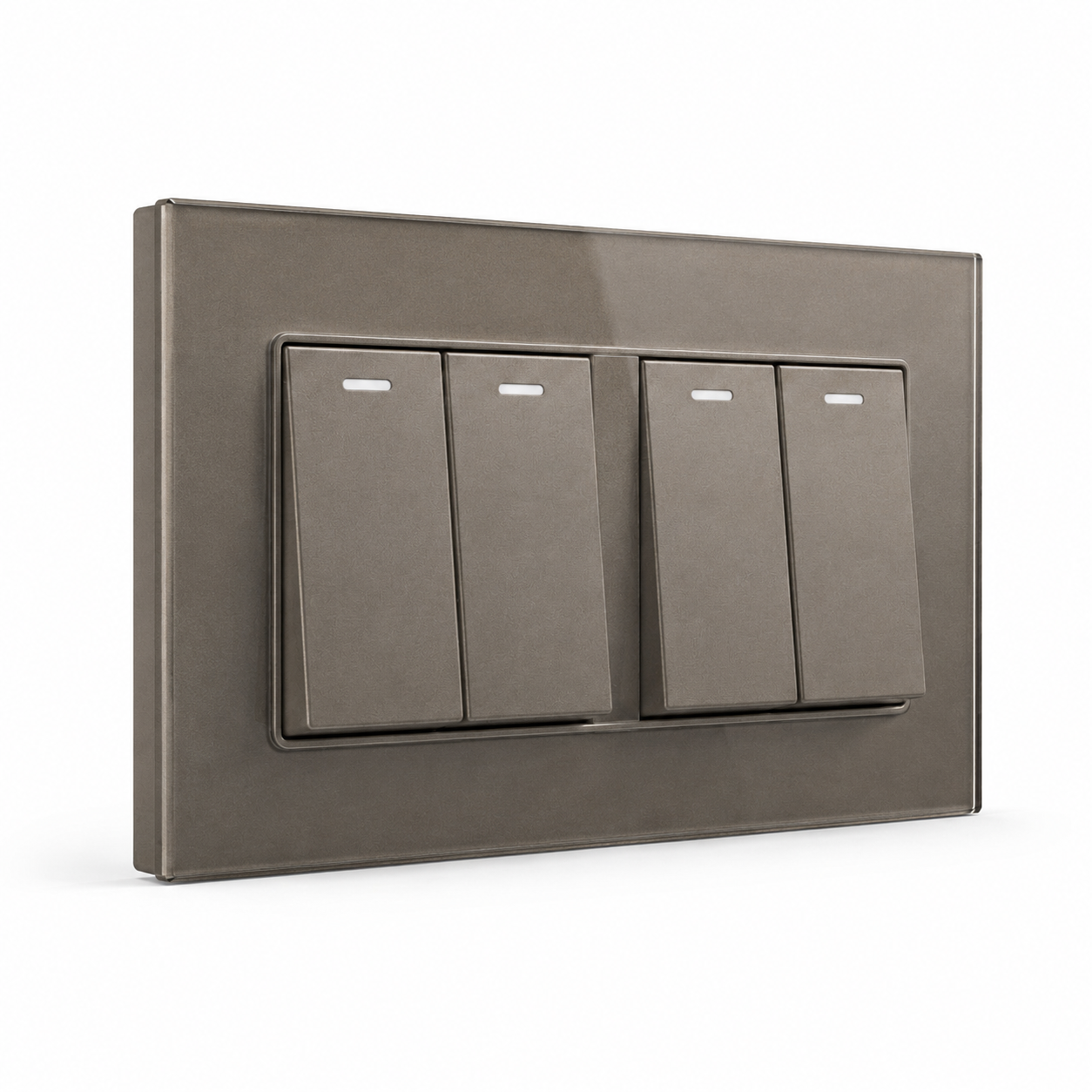 Premium 4 Gang Switch - Grey Glass